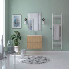 Caisson de salle de bain suspendu 2 tiroirs l.60 x h.54 x p.45,5 cm décor chêne clair ATOS 1