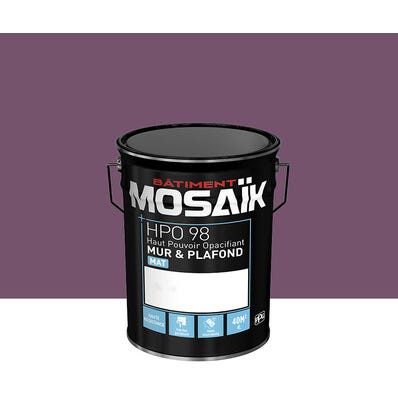 Peinture intérieure mat violet pimprenelle teintée en machine 4L HPO - MOSAIK 1