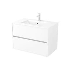 Caisson de salle de bain suspendu 2 tiroirs l.80 x h.54 x p.45,5 cm décor blanc laqué ATOS 2