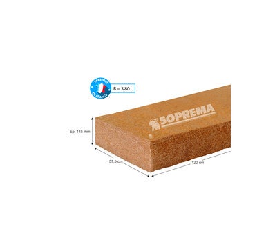 10 panneaux isolants en fibre de bois SOPREMA 122x60cm Ep.4 cm, R=1,05