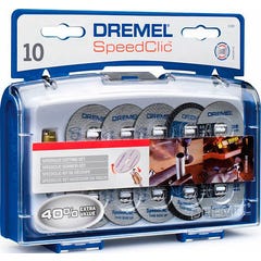 Pack de 10 disques à tronçonner EZ SpeedClic + mandrin pour la découpe des métaux et des plastiques - SC690 DREMEL 3