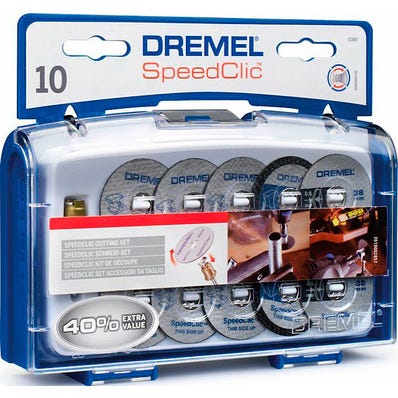 Pack de 10 disques à tronçonner EZ SpeedClic + mandrin pour la découpe des métaux et des plastiques - SC690 DREMEL 3