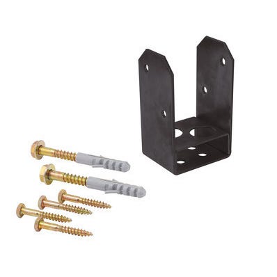 support de poteau en acier anodise noir pour poteau de larg 70 mm bricoman