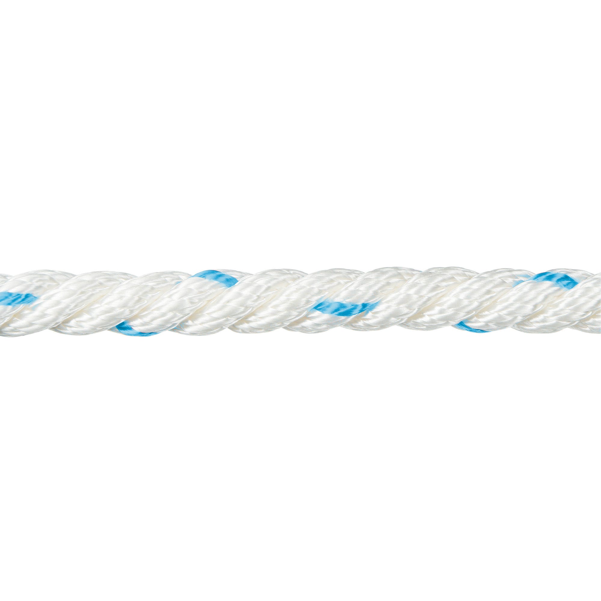 Corde cablée polyester blanc/bleu 8 mm Long.1 m 0