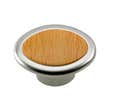 Bouton bord nickelé centre aspect hêtre 37x27mm