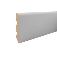 Plinthe parquet bords ronds cache fils MDF revêtu papier blanc l.240 x H.8 x Ep.1,4 cm 0