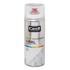Peinture aérosol tous matériaux int/ext satin blanc RAL9016 400 ml - CECIL PRO