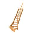 Escalier en hêtre 1/4 tournant bas à gauche sans contremarches et rampe à tubes à gauche - Larg. 76 cm