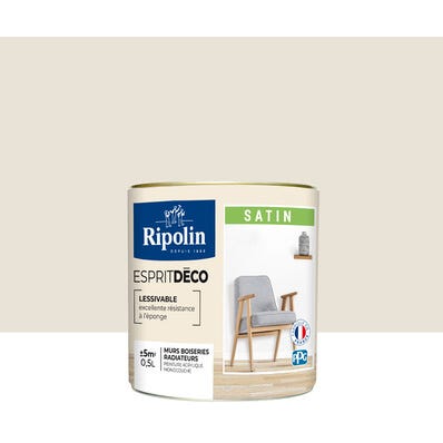 Peinture intérieure multi-supports acrylique satin teintéé en machine blanc méribel CH2 0101 0,5 L Esprit déco - RIPOLIN 1