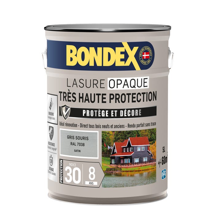 Lasure opaque très haute protection 8 ans gris souris 5 L - BONDEX 2