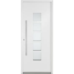 Porte d'entrée aluminium blanche poussant droit H.215 x l.90 cm Fuji 0