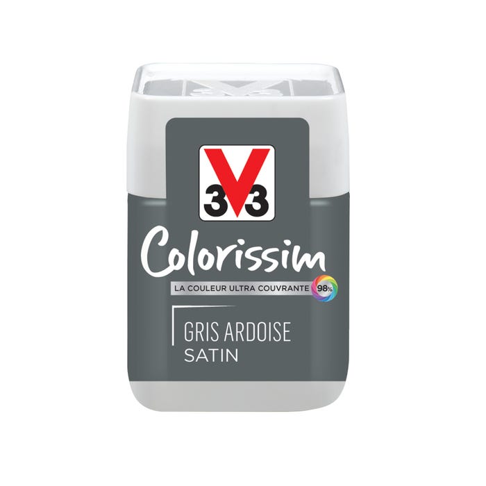 Peinture intérieure multi-supports testeur acrylique satin gris arcoise 75 ml - V33 COLORISSIM 0