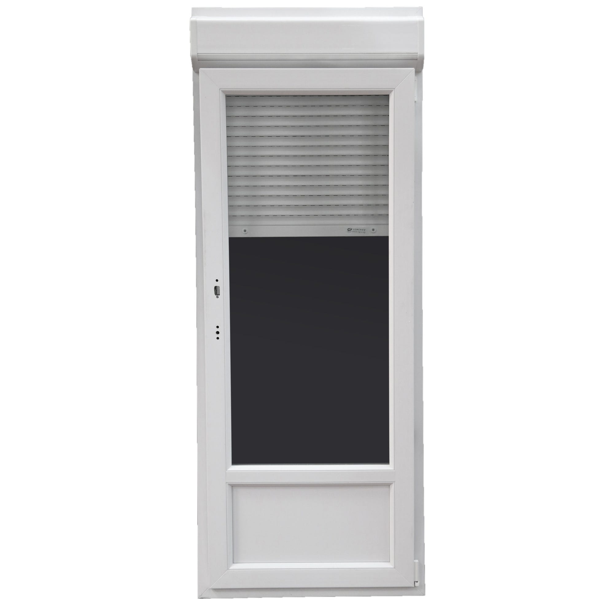 Porte-fenêtre PVC H.205 x l.80 cm oscillo-battant 1 vantail tirant droit avec volet roulant intégré blanc 2