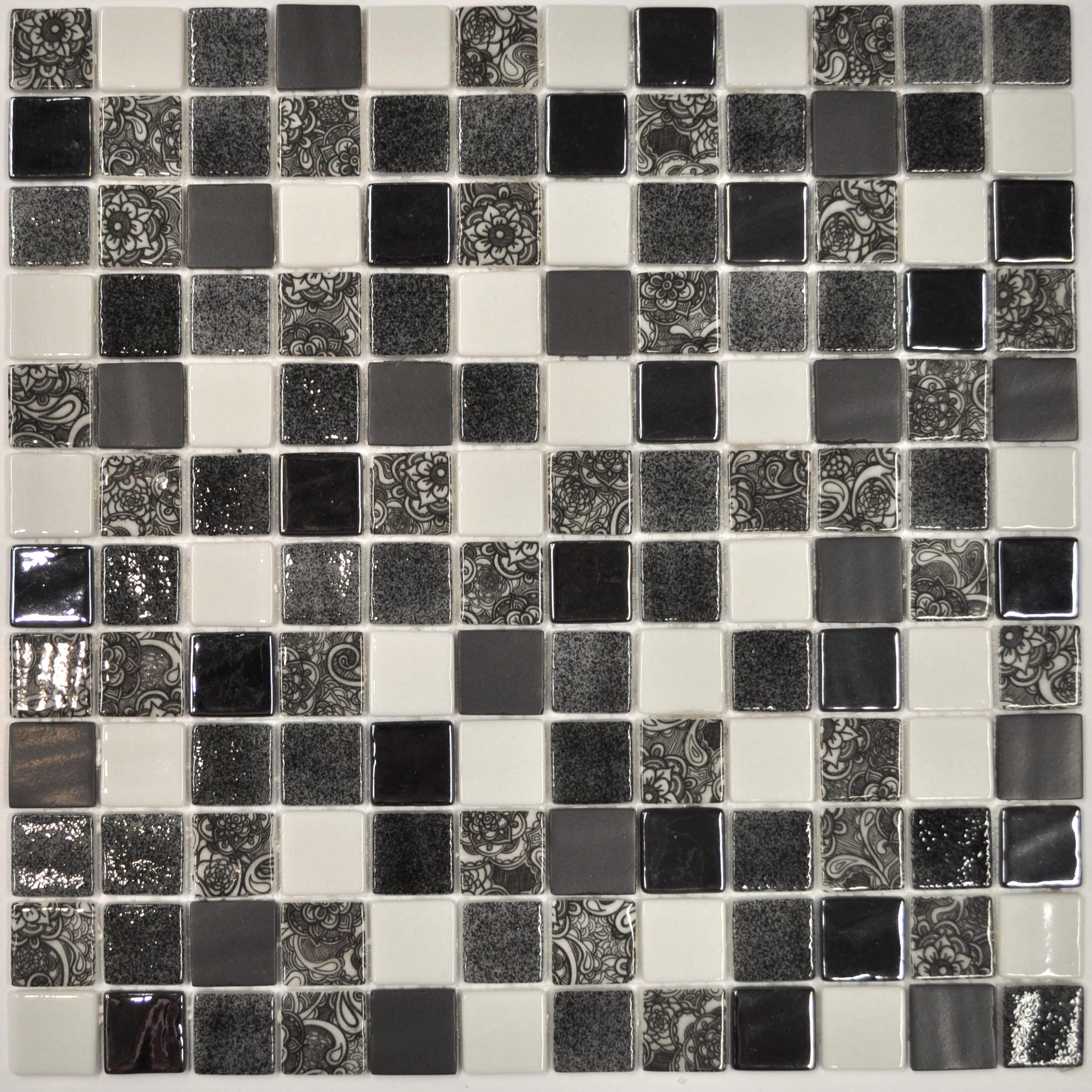 Mosaïque déco noir et blanc l.31 x L.31 cm 0