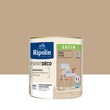 Peinture intérieure multi-supports acrylique satin beige plage 0,5 L Esprit déco - RIPOLIN 1