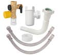 Kit Groupe de sécurité droit téflon pour eau dure + siphon + flexibles + téflon