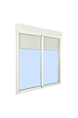 baie coulissante aluminium avec volet roulant h 200 x l 240 avec rupture de pont thermique blanc bricoman