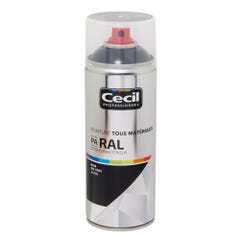 Peinture aérosol tous matériaux int/ext satin noir RAL9005 400 ml - CECIL PRO 0