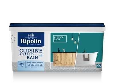 Peinture intérieure multi-supports acrylique satin bleu pop 2 L Cuisine & bain - RIPOLIN