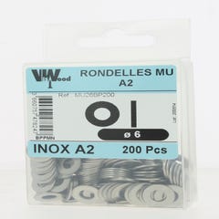 Lot de 200 rondelles moyennes inox A2 D.6 x 14 mm - VISWOOD 1