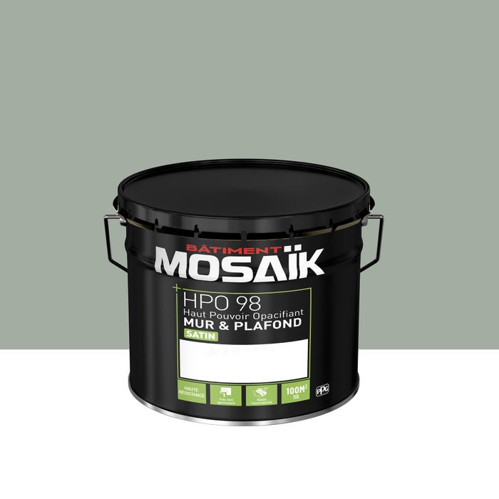 Peinture intérieure satin vert ficus teintée en machine 10L HPO - MOSAIK 1