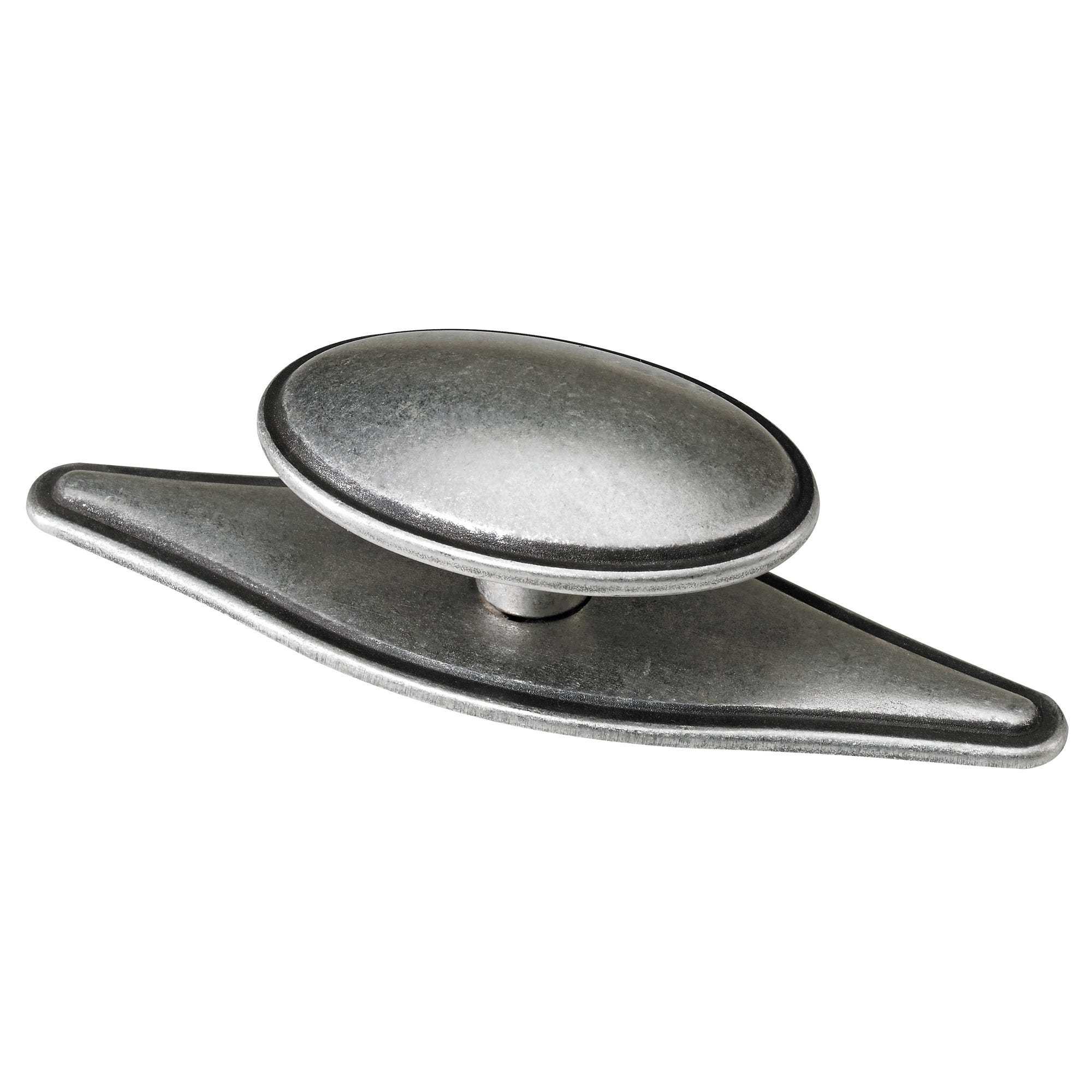 Bouton aspect argenté bruni base trapèze bouton oval 77 x 20 mm 1