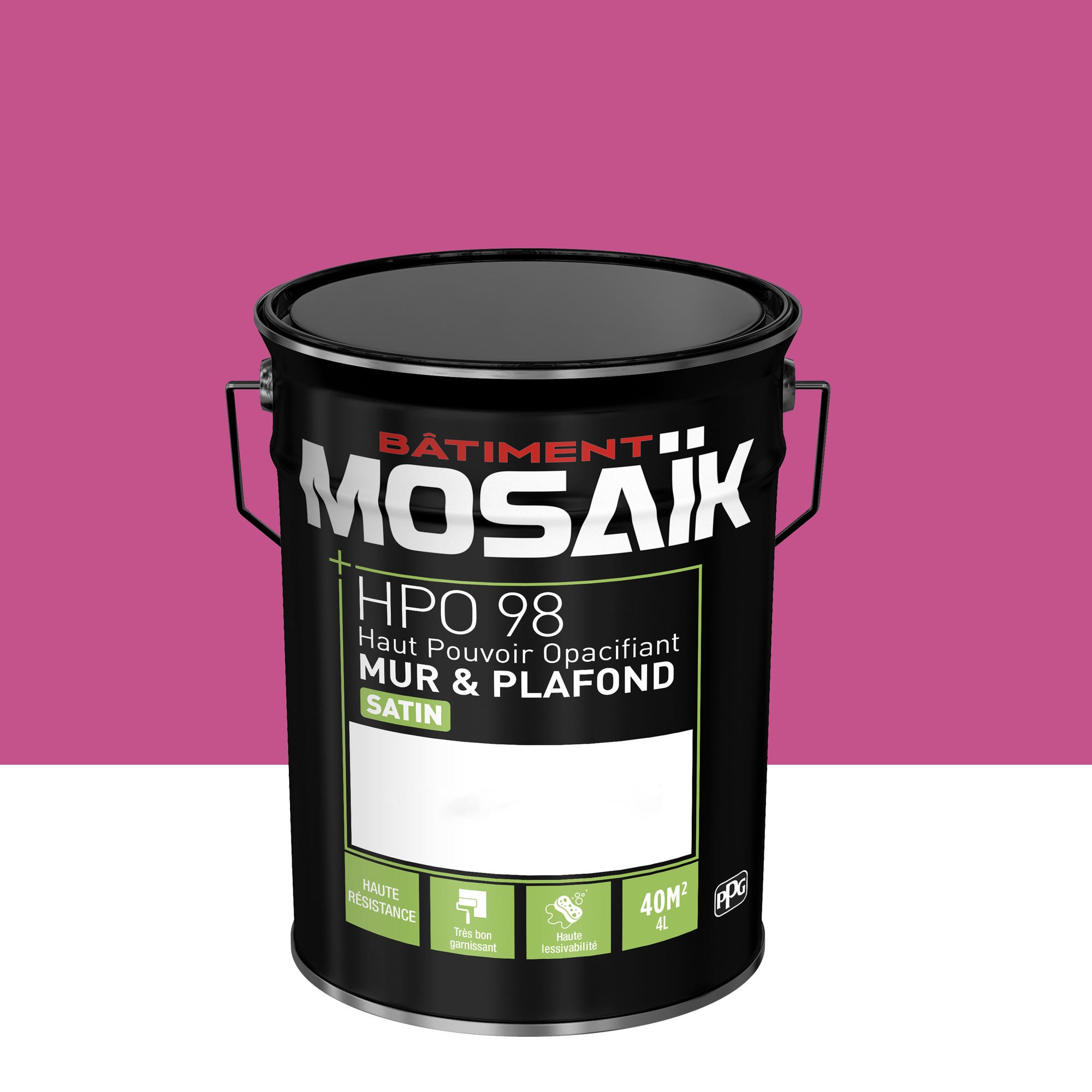 Peinture intérieure satin rose lavatère teintée en machine 4L HPO - MOSAIK 1