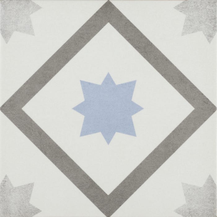 Carrelage intérieur motif l.22,3 x L.22,3 cm Great celeste 14