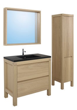 Meuble De Salle De Bain Effet Bois L 90 X H 87 X P 50 Cm Erwan Bricoman