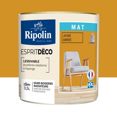 Peinture intérieure multi-supports acrylique mat jaune ambre 0,5 L Esprit déco - RIPOLIN 0