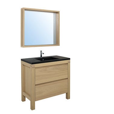 Meuble De Salle De Bain Effet Bois L 90 X H 87 X P 50 Cm Erwan Bricoman