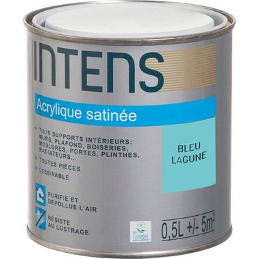 Peinture intérieure multi-supports acrylique monocouche satin bleu lagune 0,5 L - INTENS 0