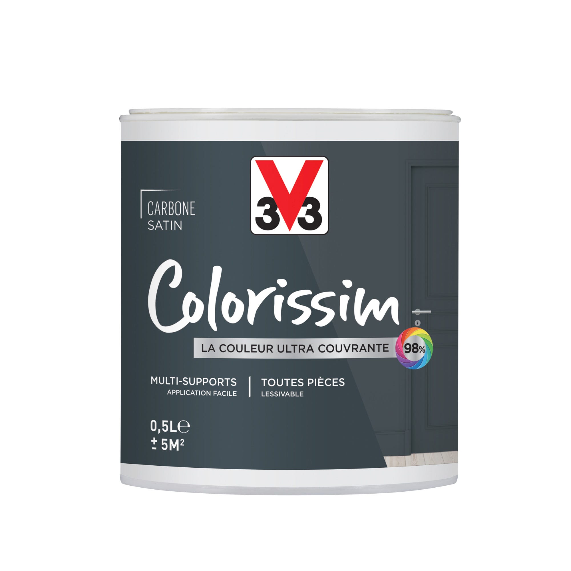 Peinture intérieure multi-supports satin carbone 0,5 L - V33 COLORISSIM 0