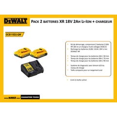 Pack 2 Batteries XR 18V 2Ah + Chargeur - DCB115D2-QW 1