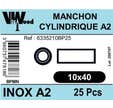 Manchons cylindrique inox a2 m10x40 x25