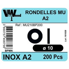 rondelles inox A2 D.10 x 22 mm 200 pièces - VISWOOD 0