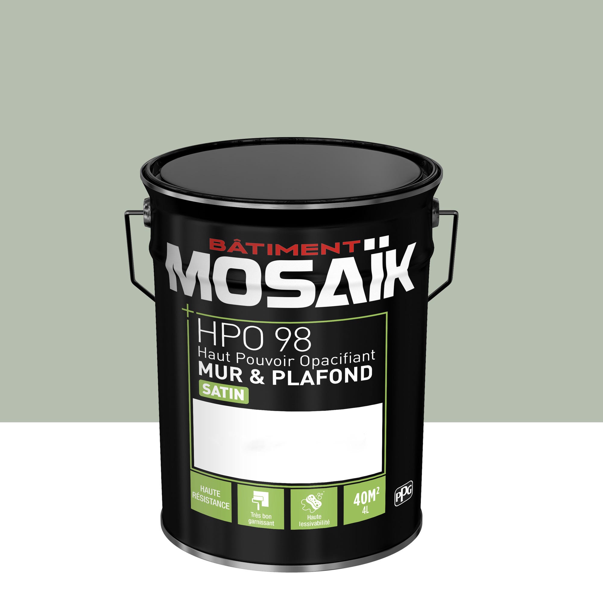 Peinture intérieure satin vert telemark teintée en machine 4L HPO - MOSAIK 1