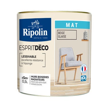 Peinture intérieure multi-supports acrylique mat beige glaise 0,5 L Esprit déco - RIPOLIN 2