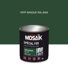 Peinture fer glycéro anti-rouille brillant vert basque RAL6005 0,5 L - MOSAÏK 
