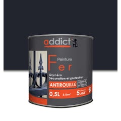 Peinture fer antirouille glycéro int/ext brillant gris anthracite 0.5 L - ADDICT 0