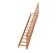 Escalier en hêtre droit sans contremarches et rampe à balustres à droite - Larg. 76 cm