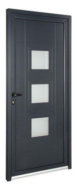 porte d entree aluminium roma grise h215xl90 droite bricoman