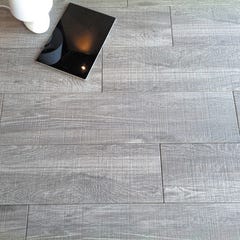 Carrelage intérieur gris effet bois l.19 x L.80 cm Alpin  0