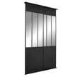 Pack double porte de placard Atelier noire et verrière miroir H.2500 x L.1800 mm