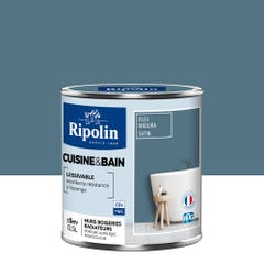 Peinture intérieure multi-supports acrylique satin bleu madura 0,5 L Cuisine et bain - RIPOLIN 0