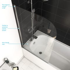 Pare-baignoire verre transparent chromé L.75 cm x H.130 Easy Emilie 3