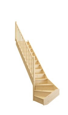 Escalier Sapin 1 4 Tournant Bas A Gauche Avec Contremarches Et Rampe Fuseaux A Gauche Larg 76 Cm Gimm Bricoman