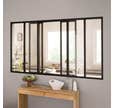 Kit verrière aluminium coulissante passe-plat 6 vitrages clairs inclus hauteur 1080 mm noir sablé