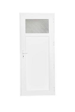 Porte de service PVC VALETTE blanc 1/4 vitrée gauche poussant