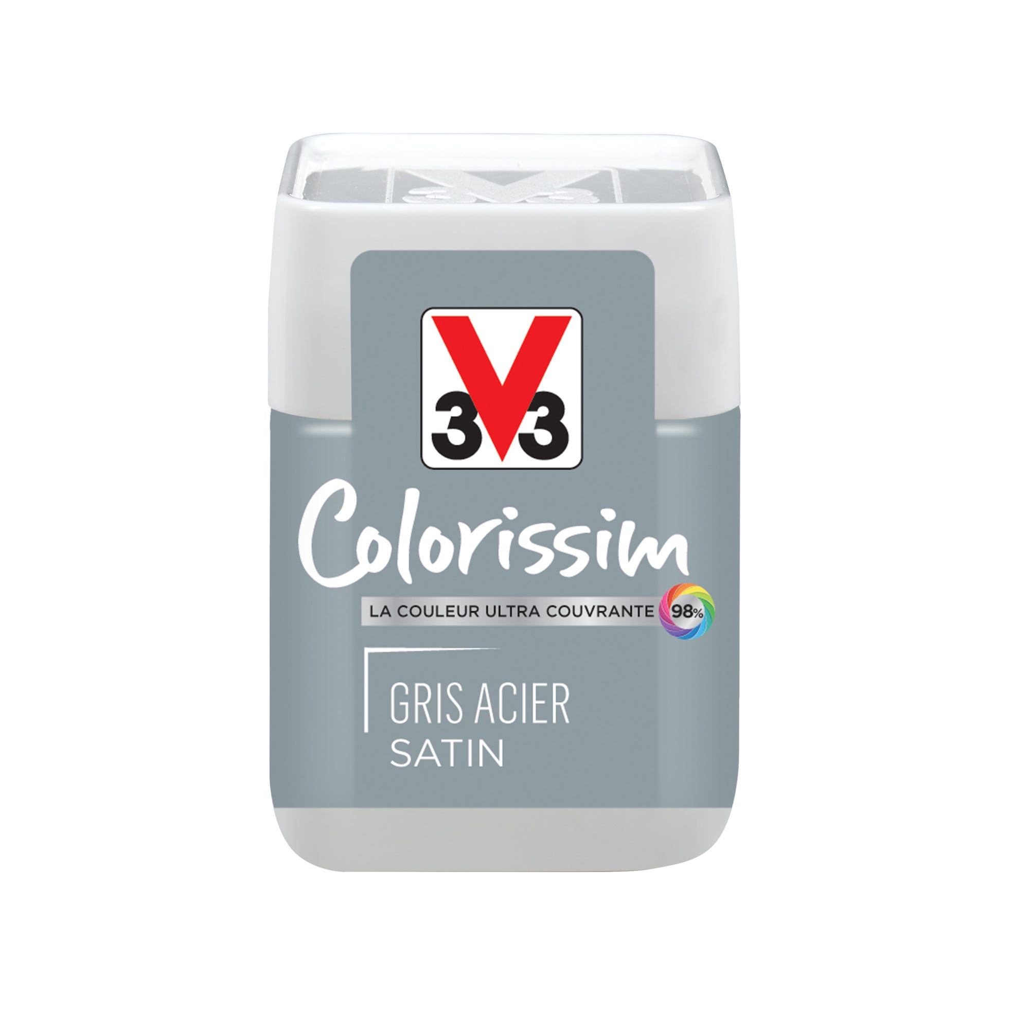 Peinture intérieure multi-supports testeur acrylique satin gris acier 75 ml - V33 COLORISSIM 0